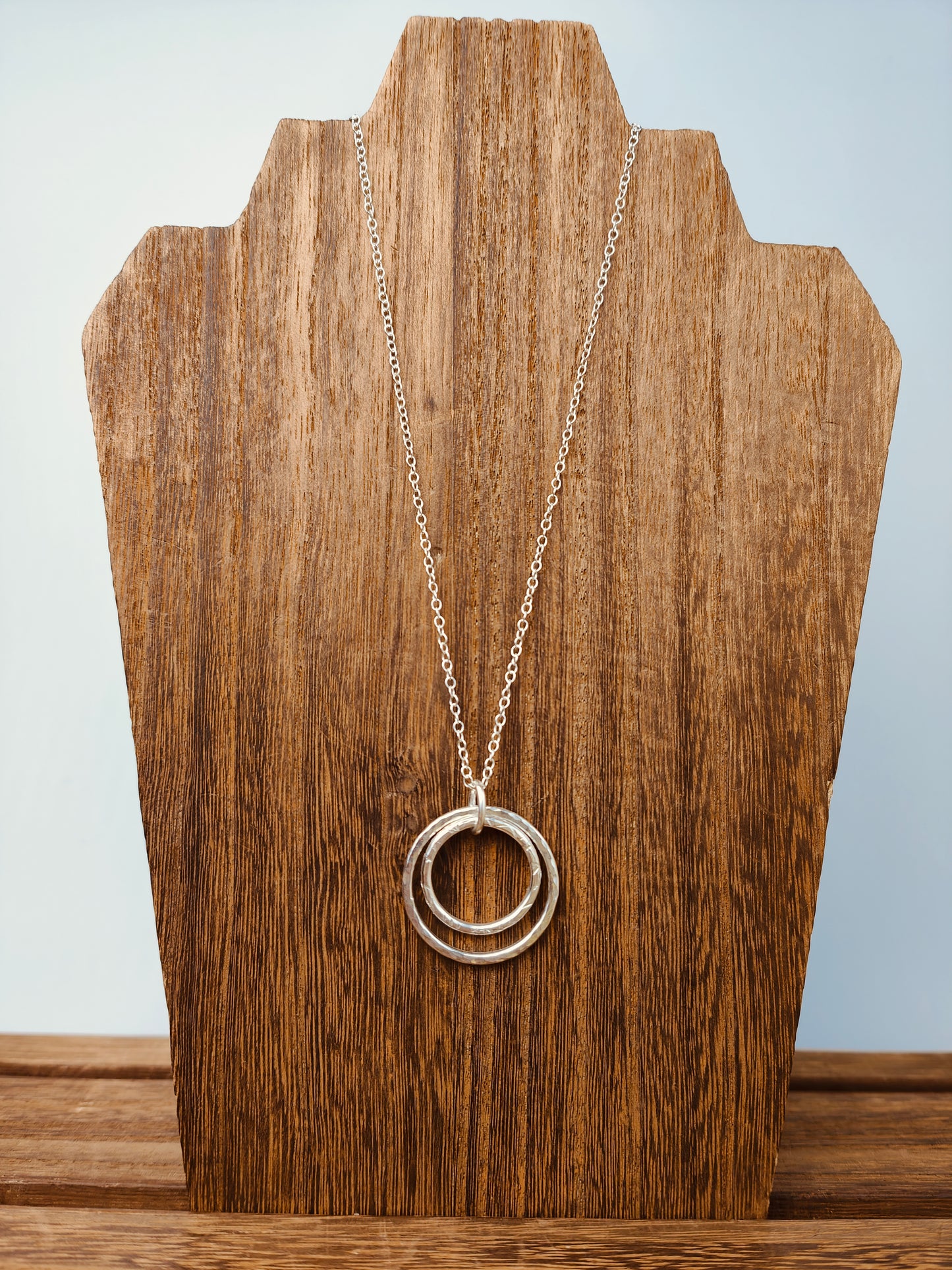 sterling silver double circle pendant necklace