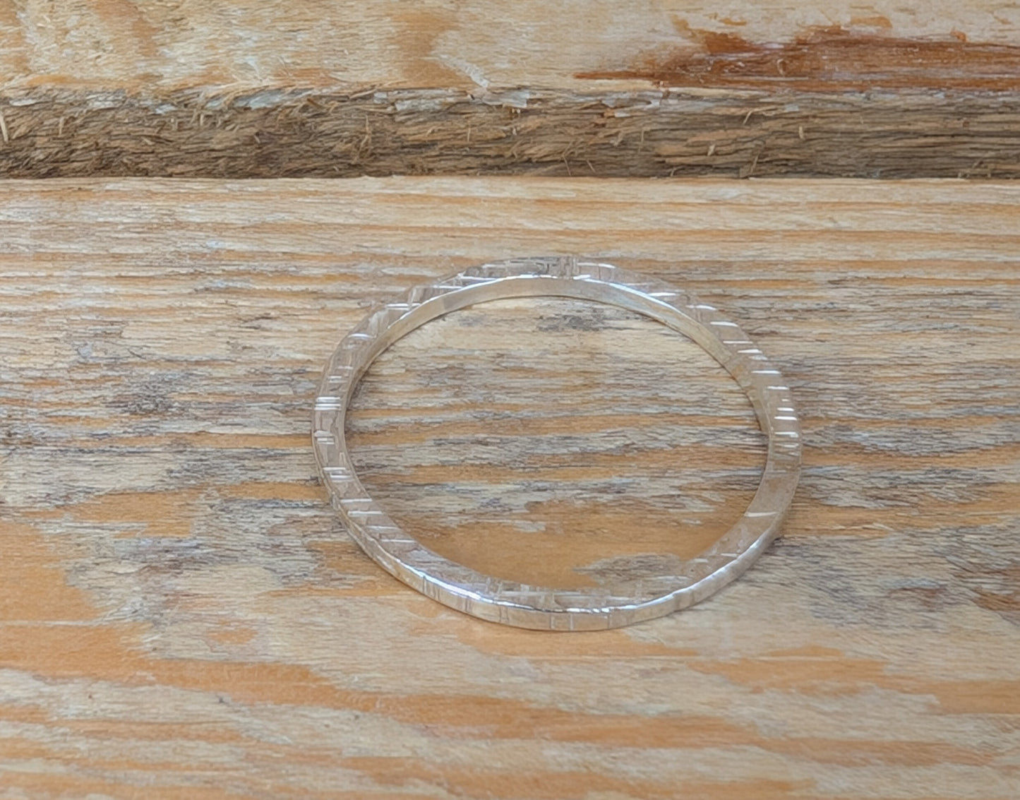 sterling silver linear textured stacking ring