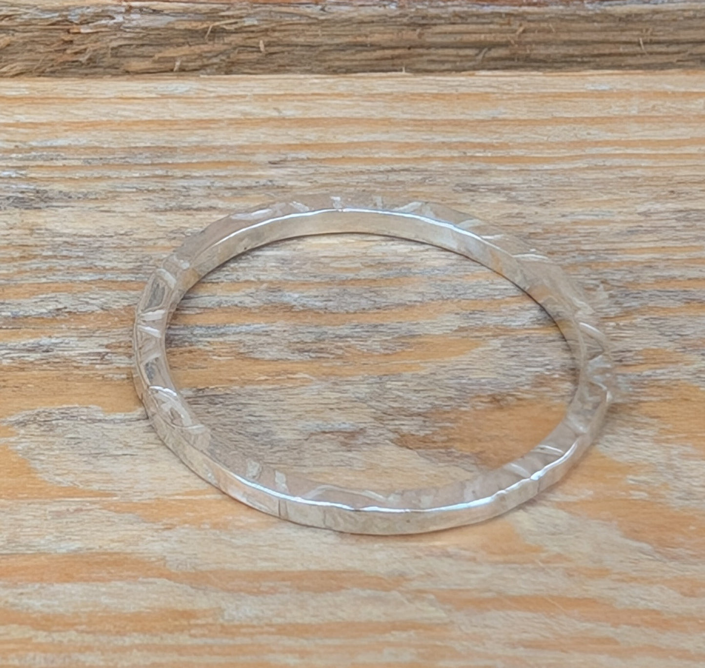 sterling silver circular textured stacking ring