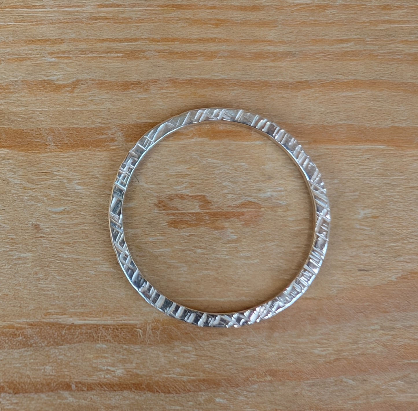 sterling silver linear textured stacking ring