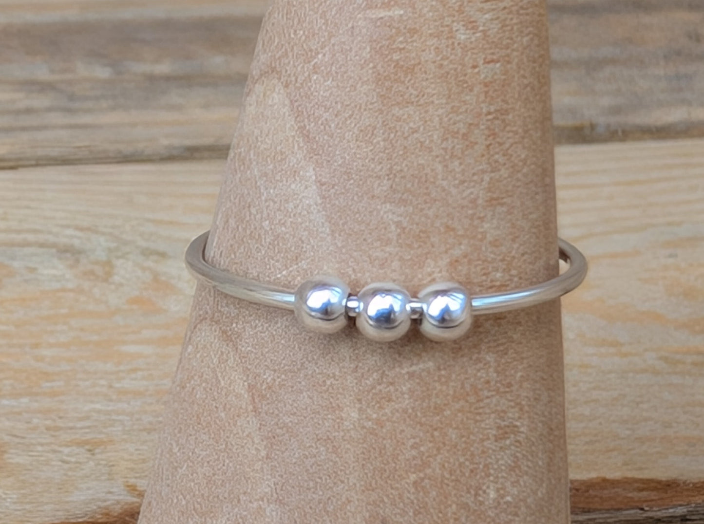 sterling silver beaded fidget stacking ring