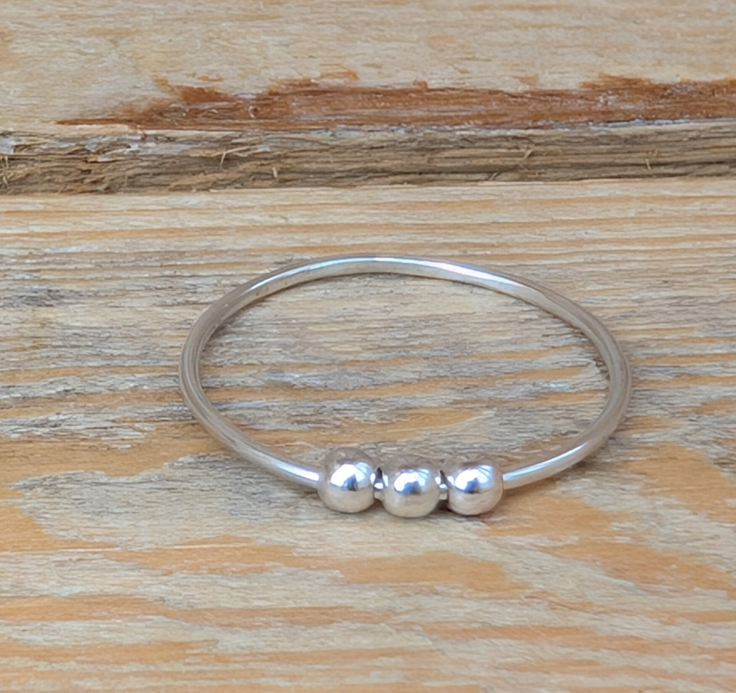 sterling silver beaded fidget stacking ring
