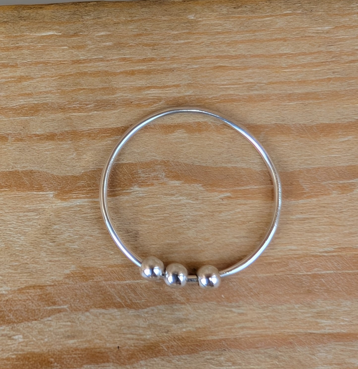 sterling silver beaded fidget stacking ring