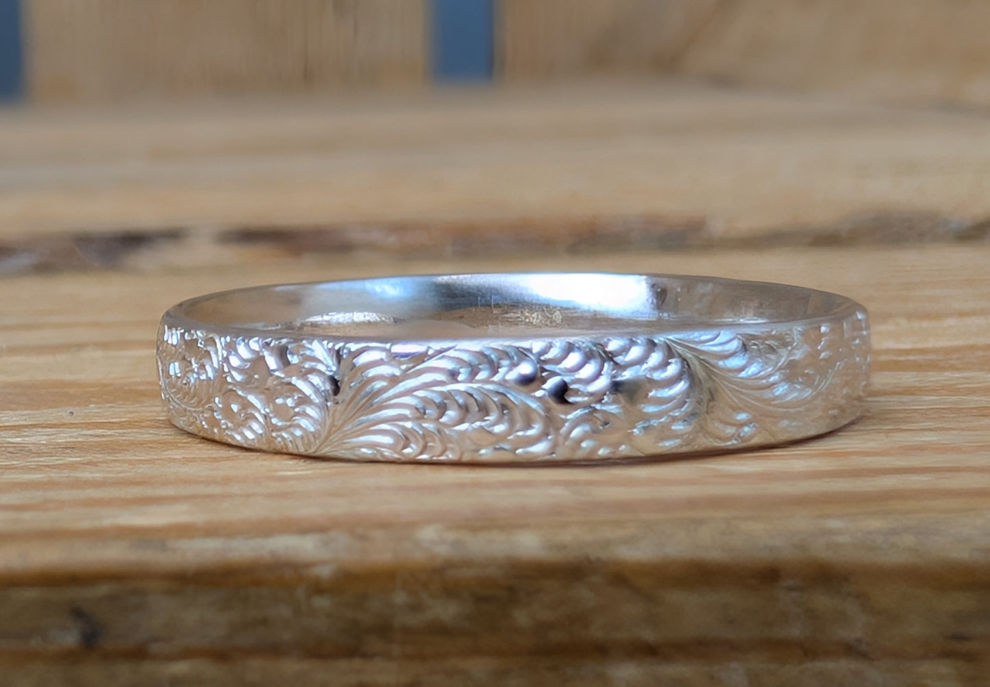 sterling silver paisley textured band