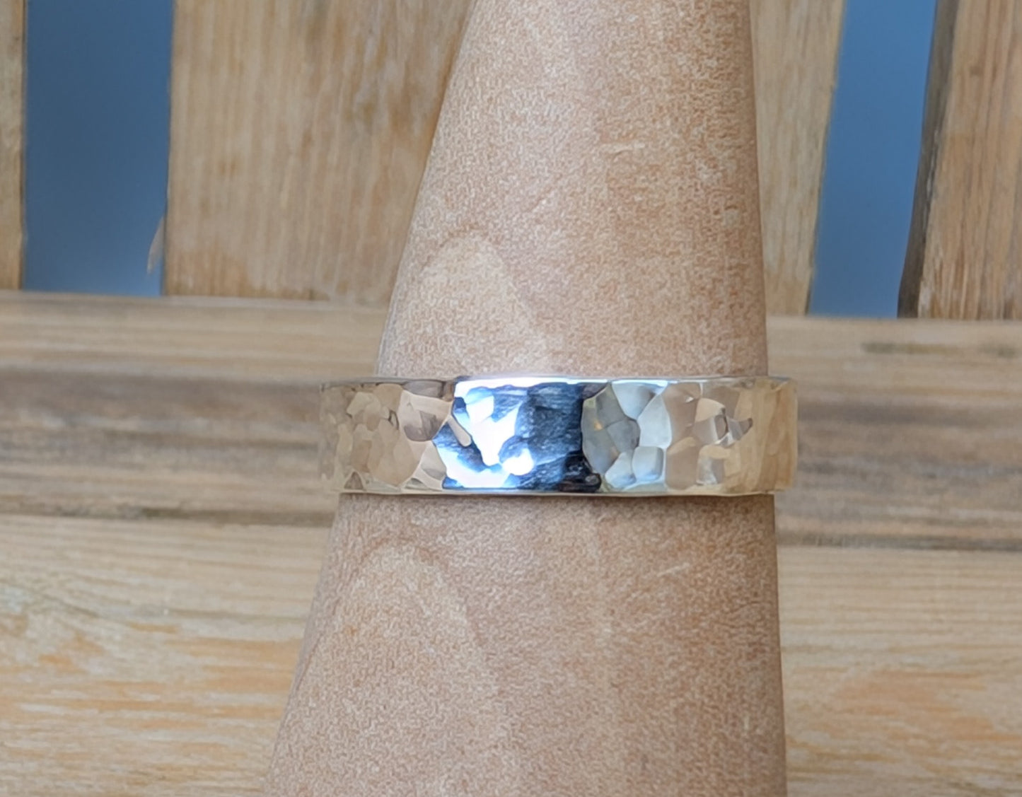 sterling silver 5mm textured flat band