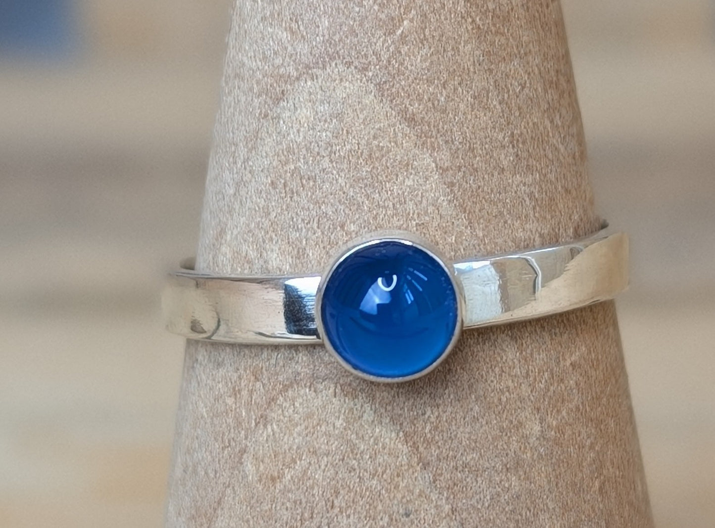 sterling silver blue agate ring