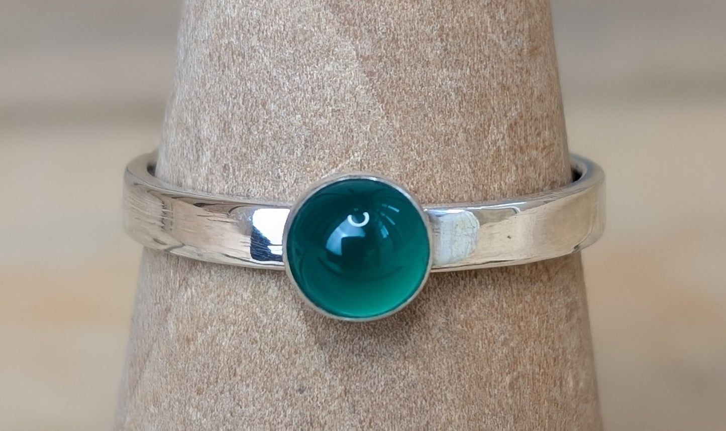 sterling silver green agate ring