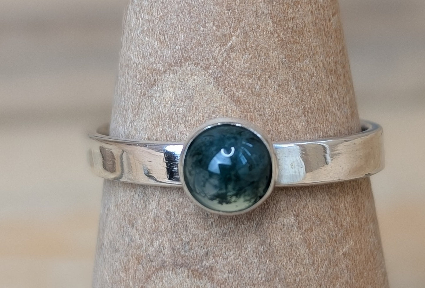 sterling silver moss agate ring