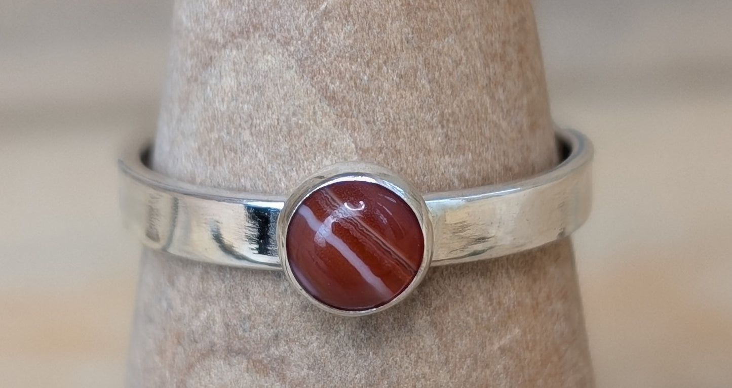 sterling silver striped cornelian ring