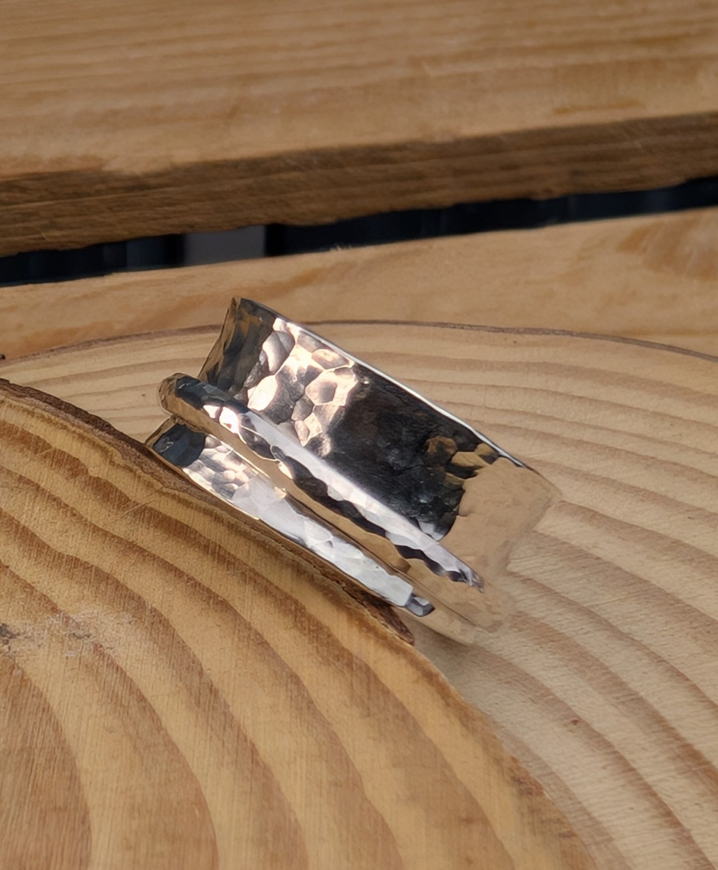sterling silver hammered spinner ring