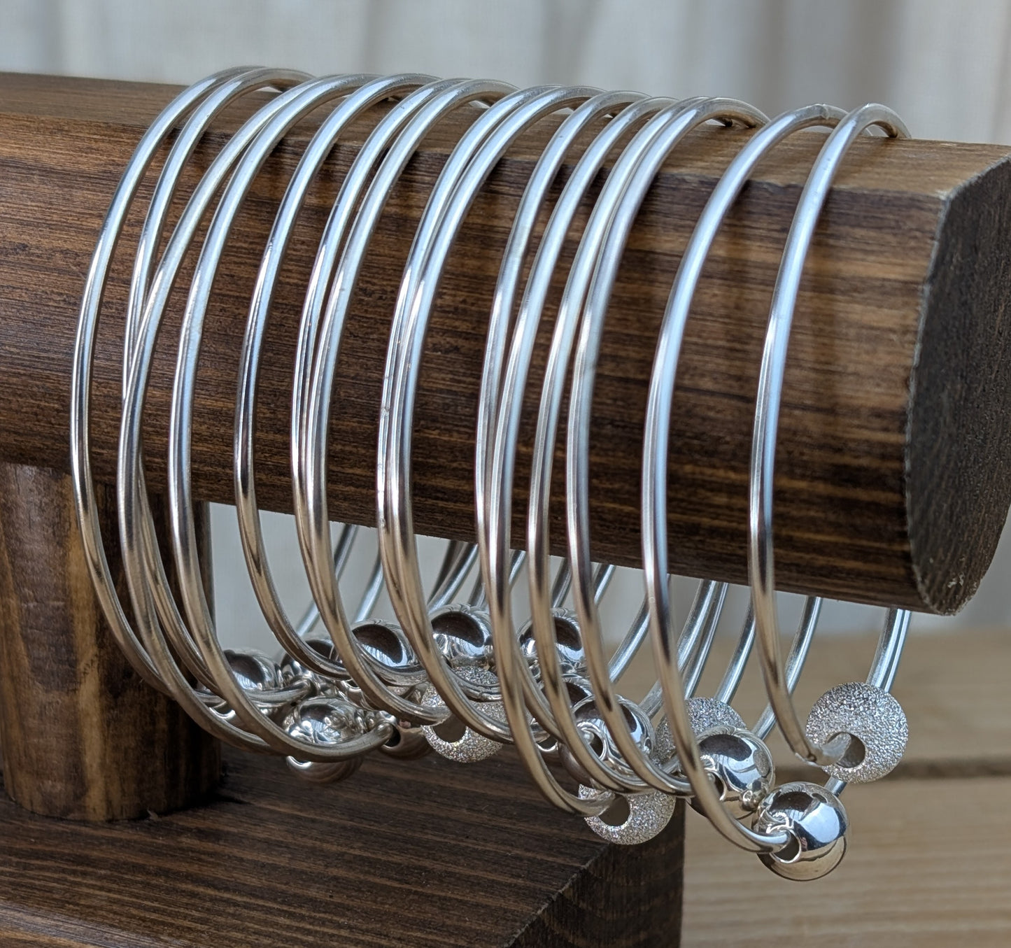 sterling silver bead bangle
