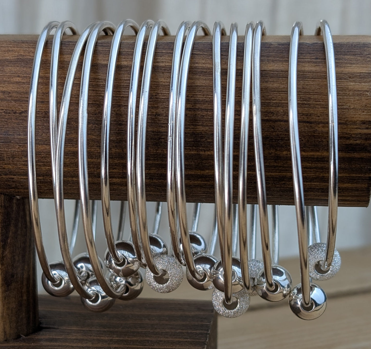 sterling silver bead bangle