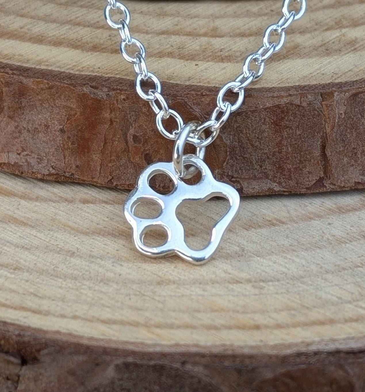 sterling silver paw print necklace