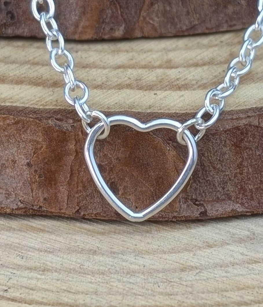 sterling silver fixed heart necklace