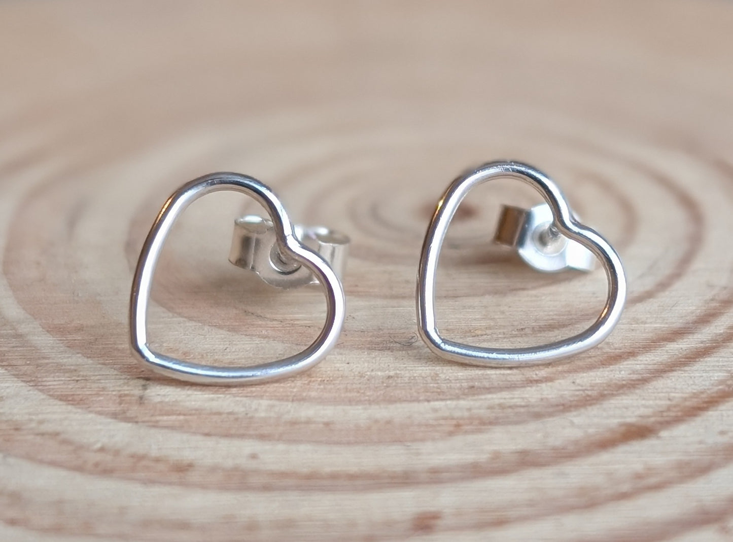 sterling silver open heart stud earrings