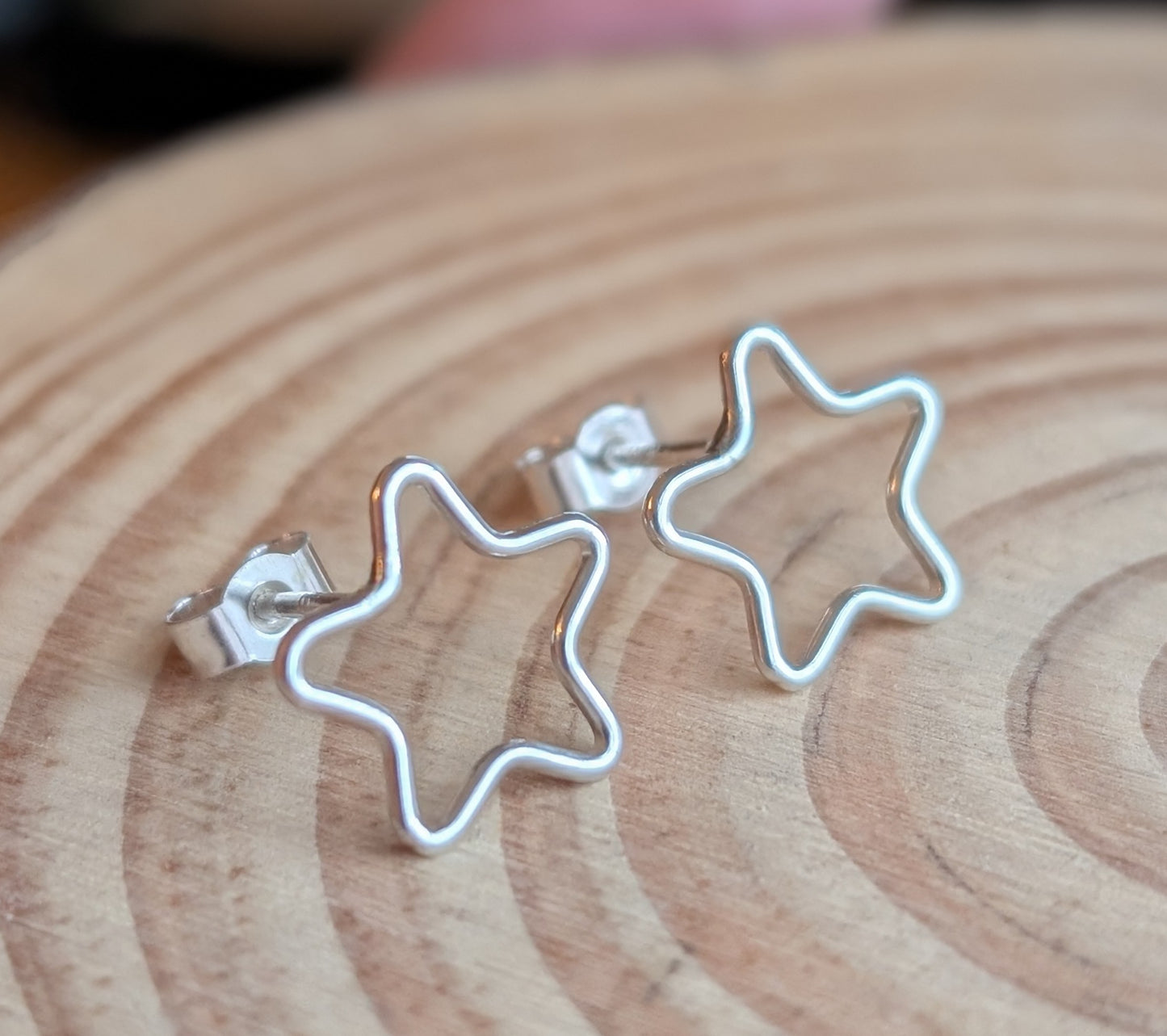 sterling silver open star stud earrings
