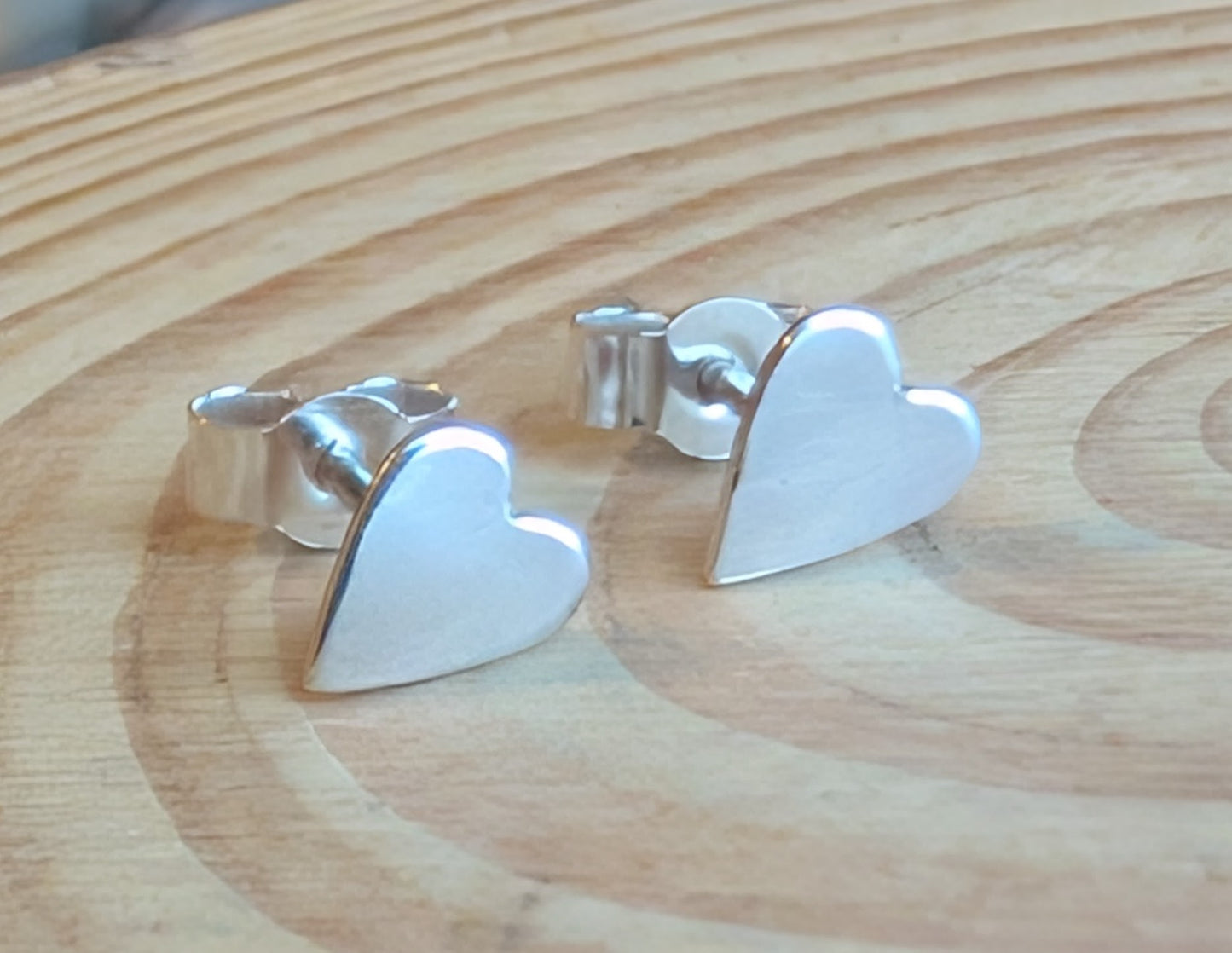 sterling silver heart stud earrings