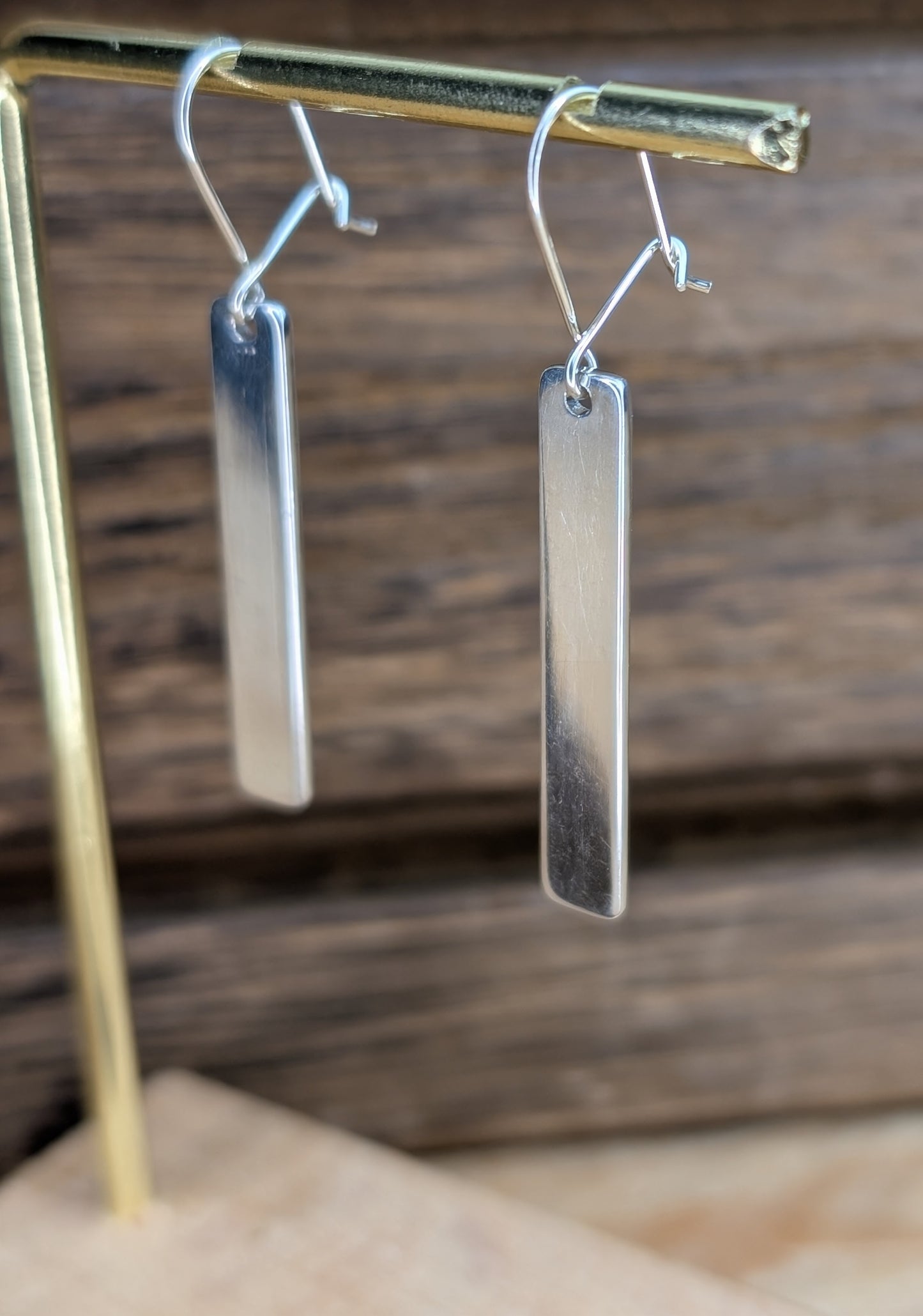 sterling silver 30mm bar dangle earrings