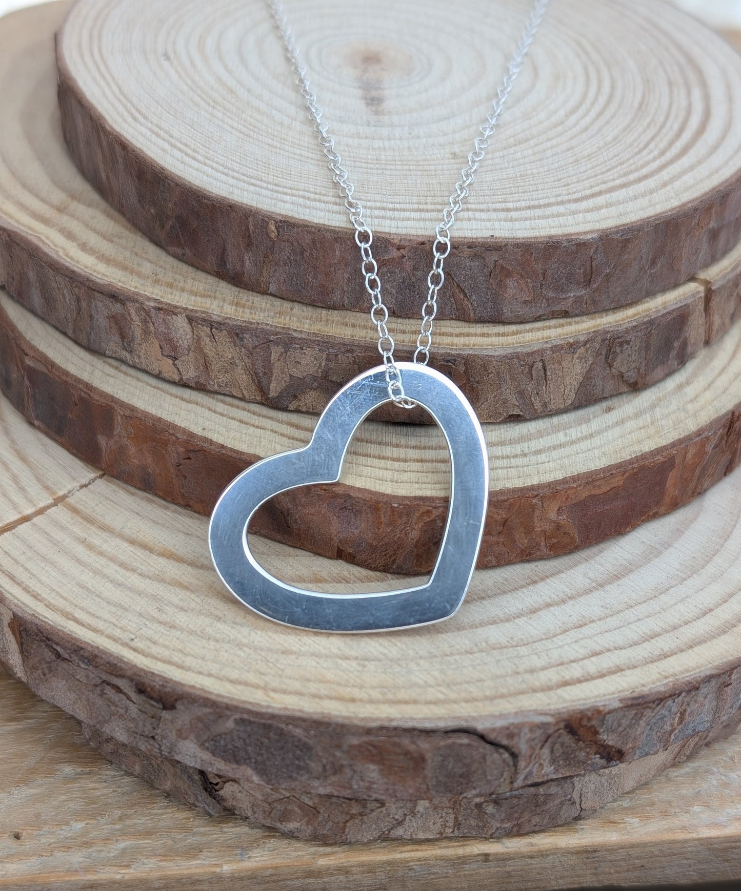 sterling silver heart washer necklace