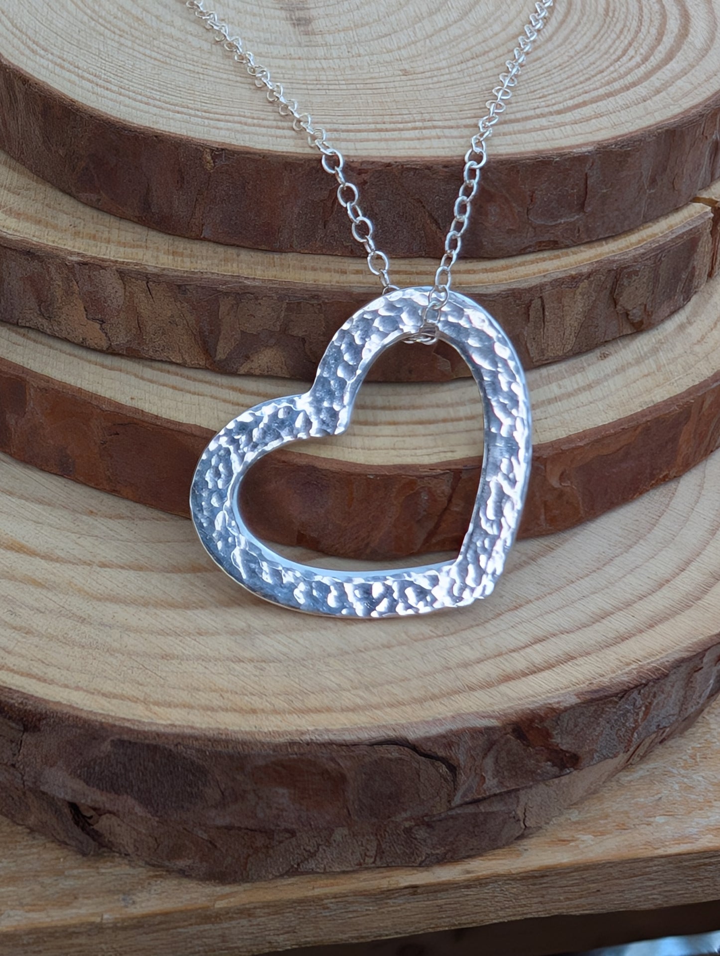 sterling silver heart washer necklace