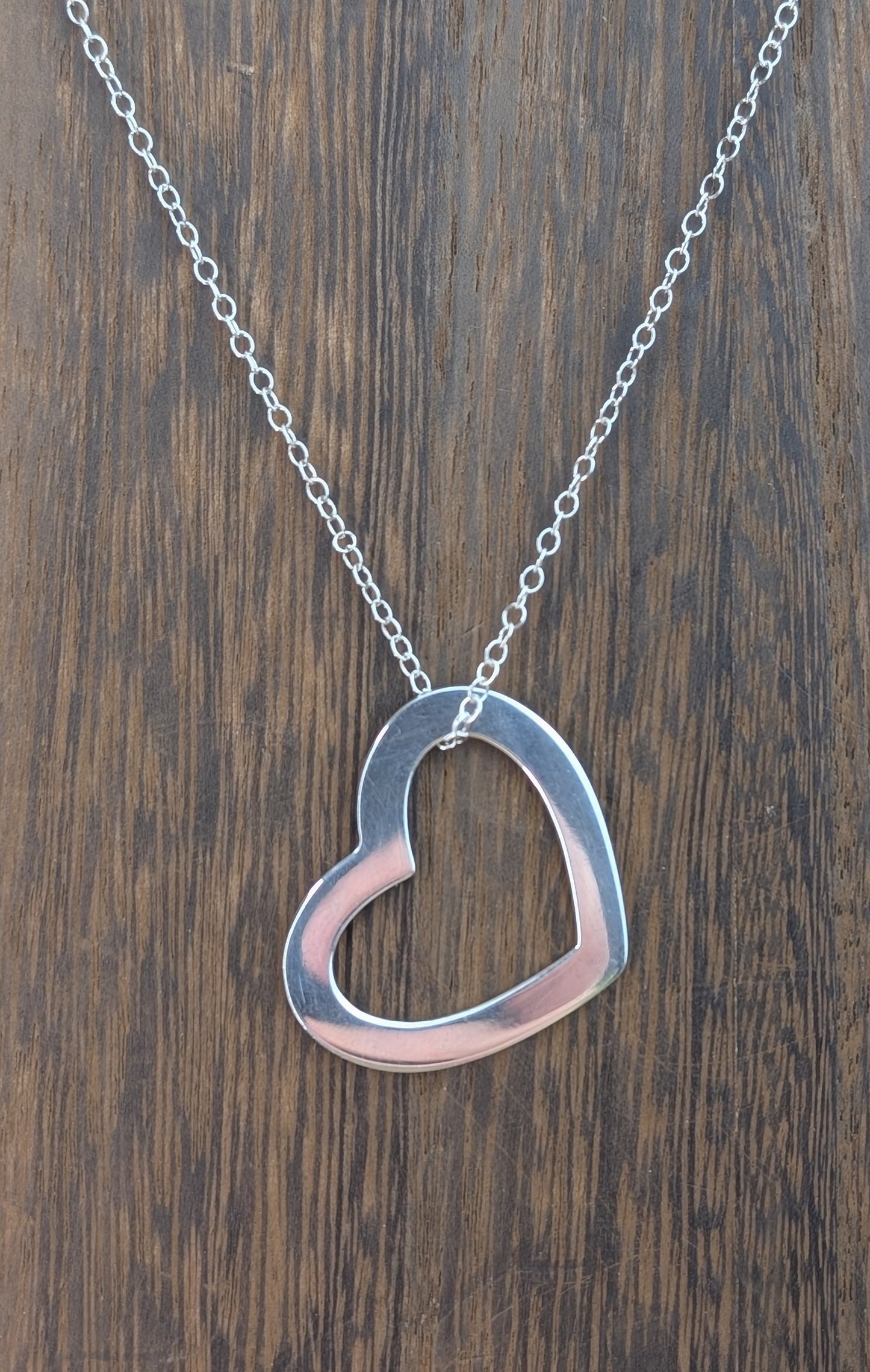 sterling silver heart washer necklace
