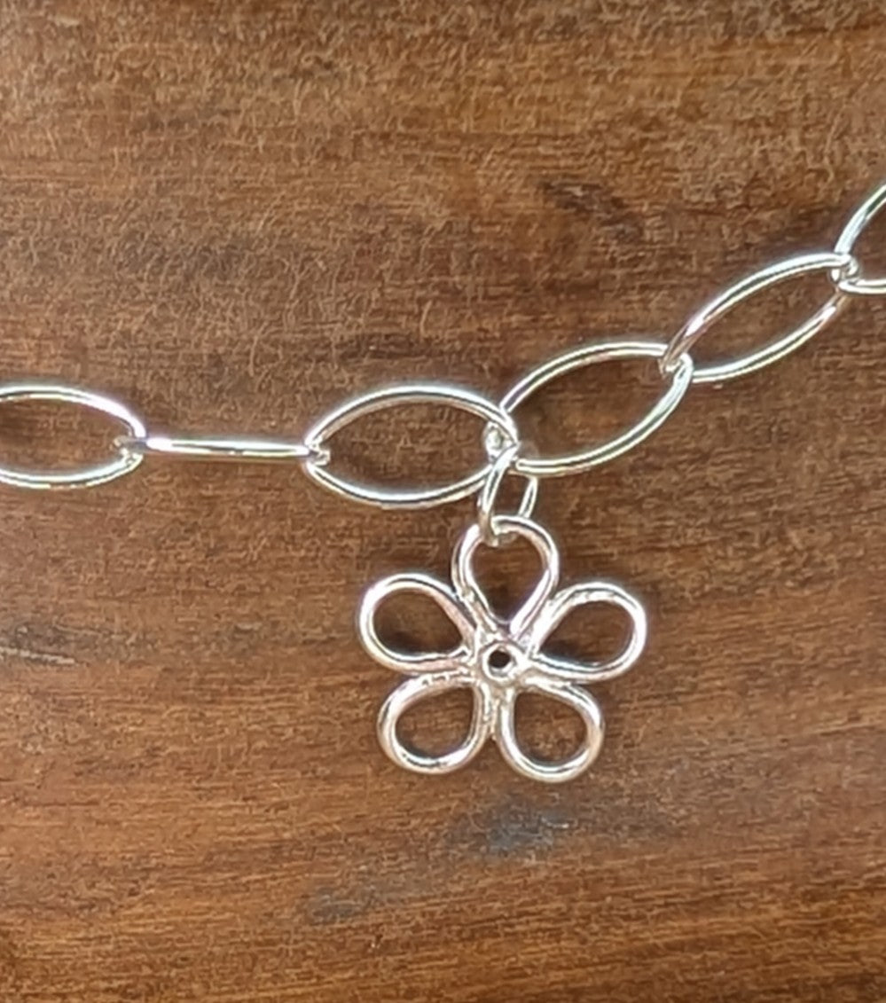 sterling silver flower charm ankle chain