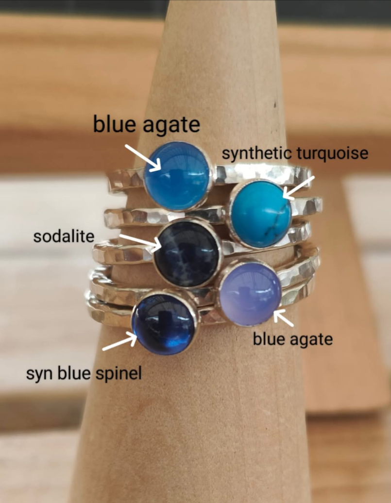 sterling silver blue spinel ring