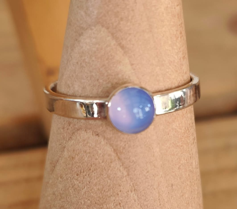 sterling silver blue agate ring