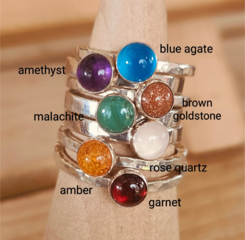 sterling silver amber stacking ring