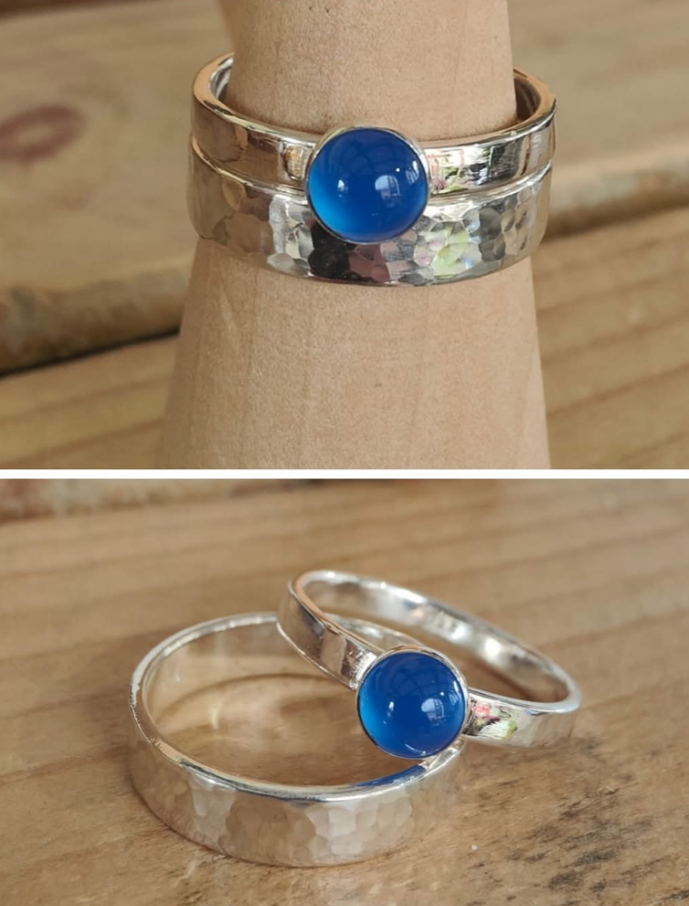 sterling silver blue agate ring