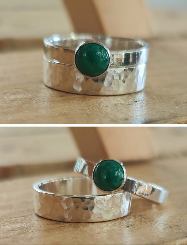 sterling silver malachite ring