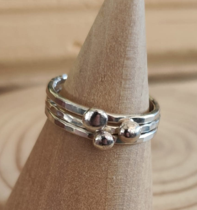 sterling silver pebble stacking ring