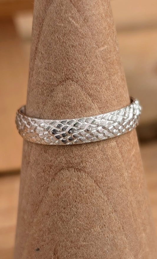sterling silver snake textured band
