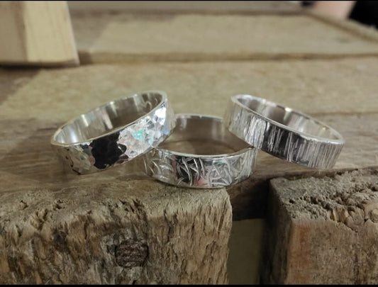 sterling silver 5mm textured flat band