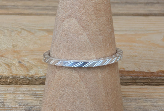 sterling silver square patterned stacking ring