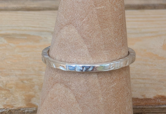 sterling silver circular textured stacking ring