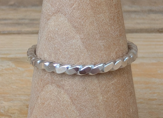 sterling silver flat twist stacking ring