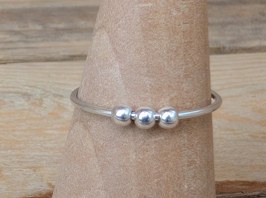 sterling silver beaded fidget stacking ring