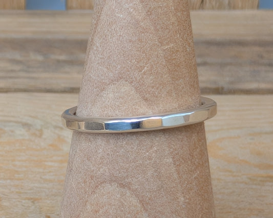 sterling silver flat hammered stacking ring