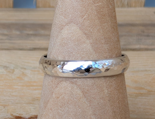 sterling silver 4mm curved hammered band