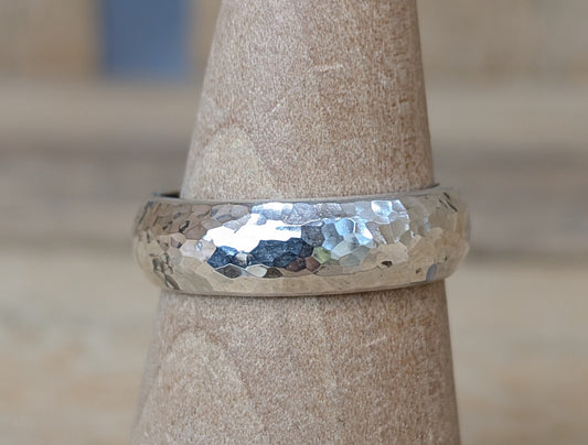 sterling silver 6mm curved hammered band