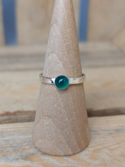 sterling silver green agate ring