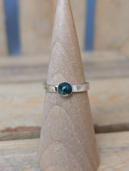 sterling silver moss agate ring