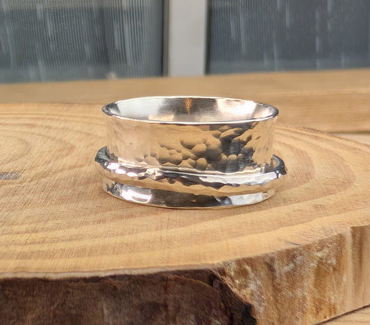 sterling silver hammered spinner ring