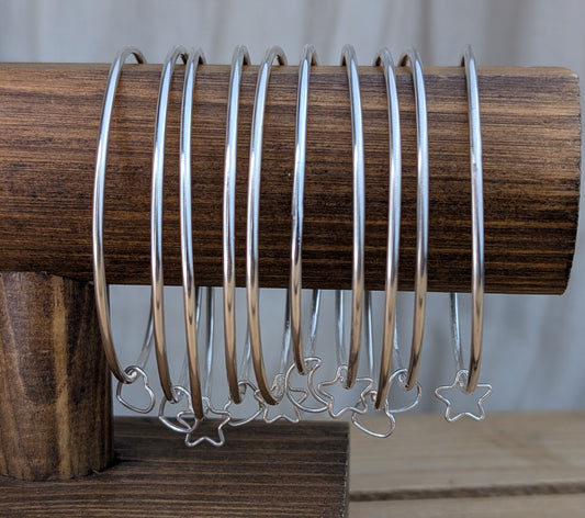sterling silver open charm bangle