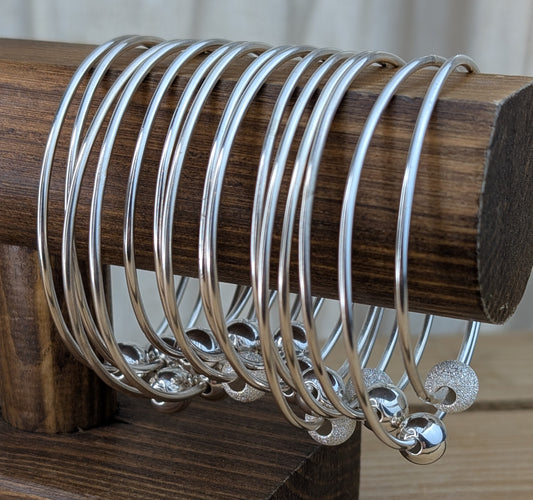 sterling silver bead bangle