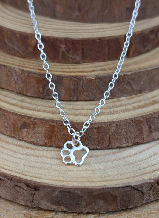 sterling silver paw print necklace