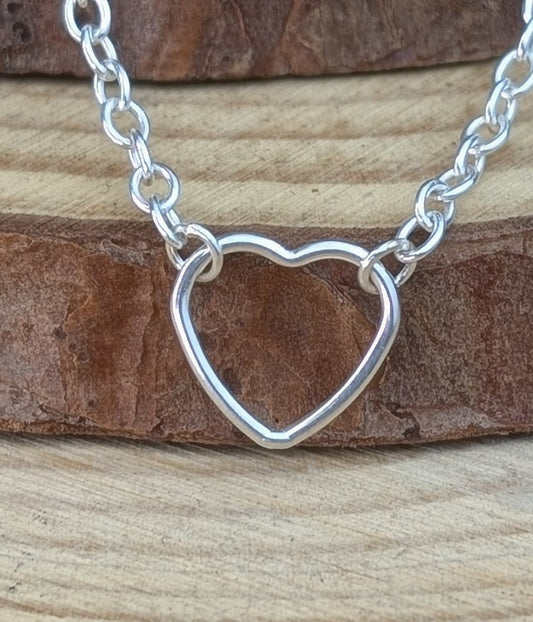 sterling silver fixed heart necklace