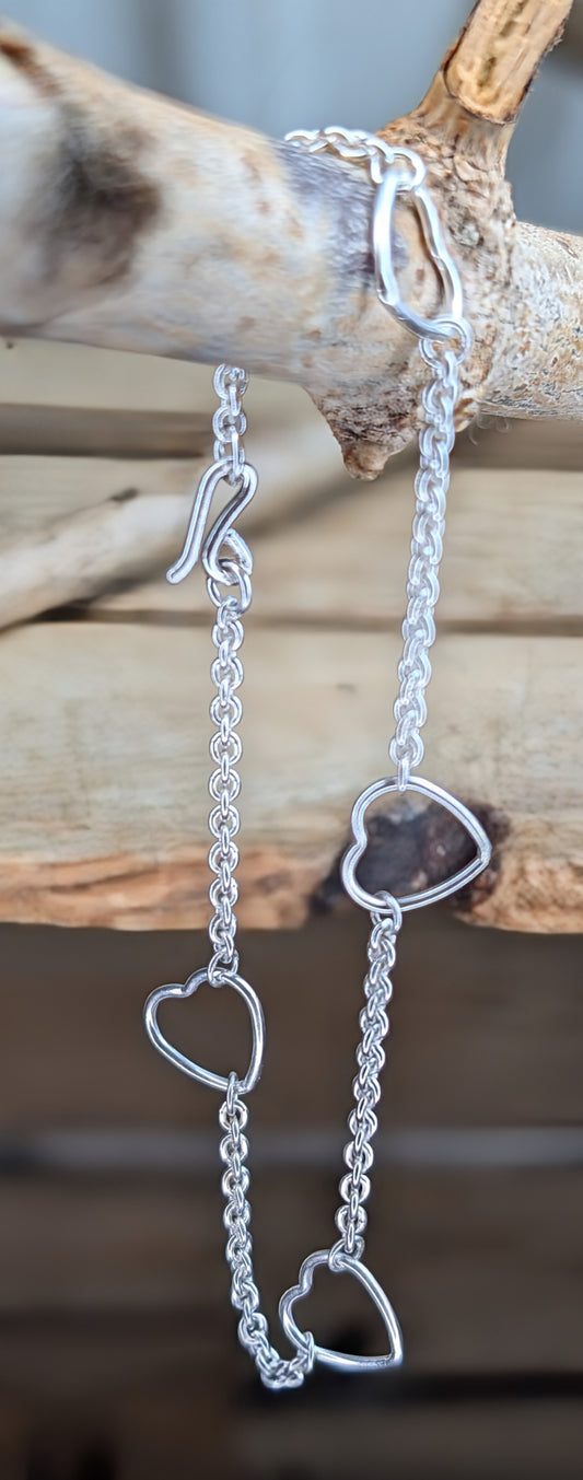 sterling silver heart chain bracelet