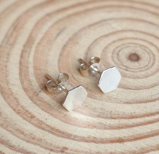sterling silver hexagon stud earrings